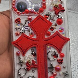 Red Cross Decorated JunkPhone Case Iphone 15 Pro